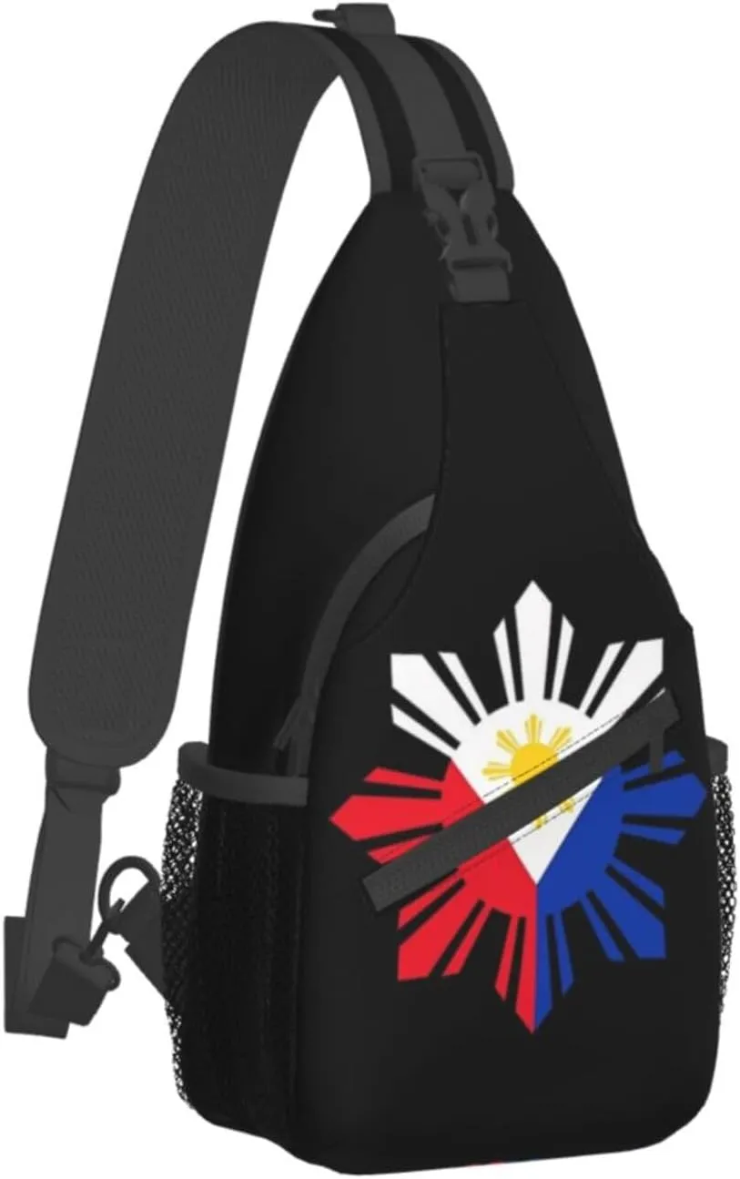 Cute Philippines Flag Crossbody Sling Backpack Sling Bag Travel Hiking Chest Bag Filipino Daypack for Women Men