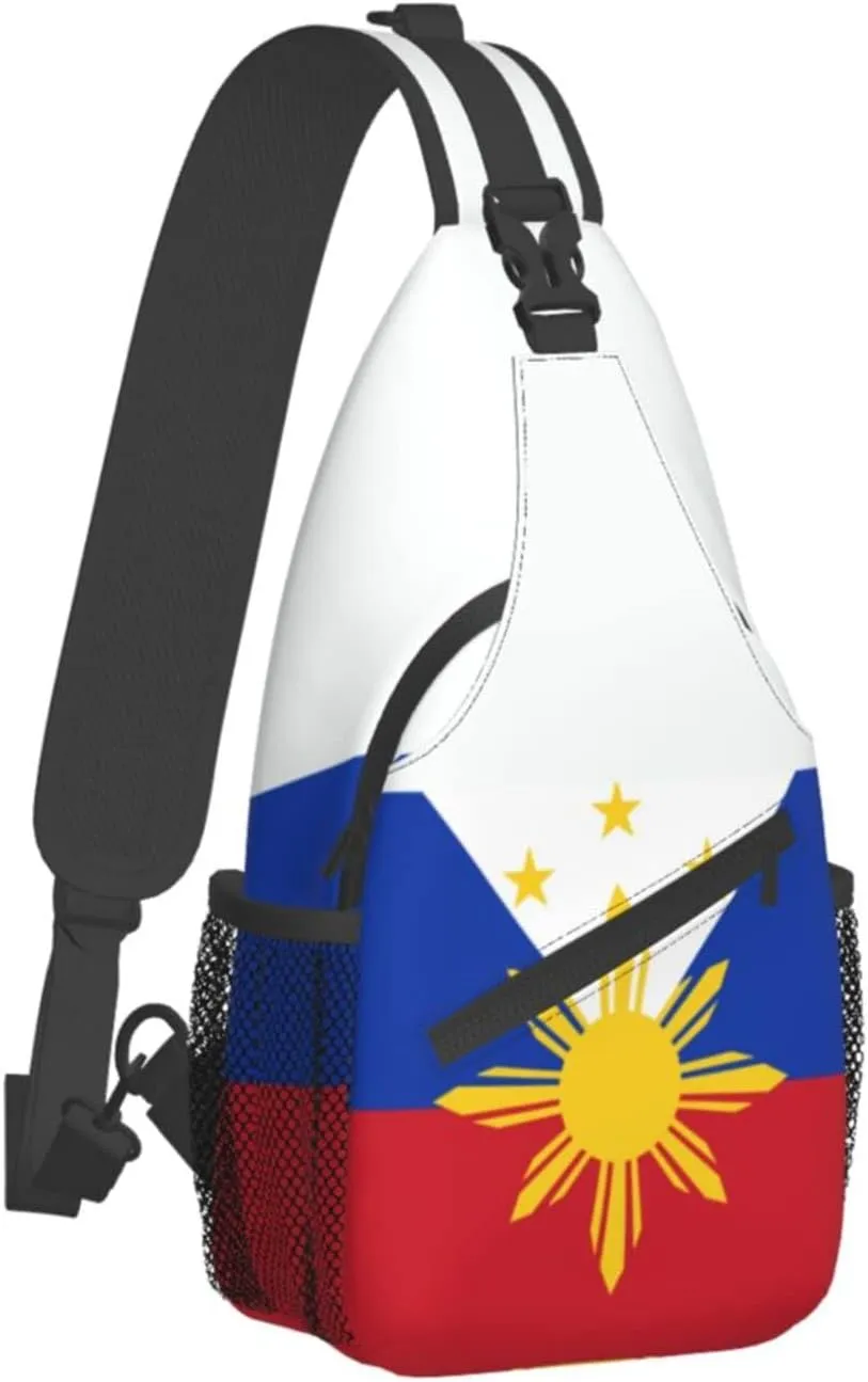 Cute Philippines Flag Crossbody Sling Backpack Sling Bag Travel Hiking Chest Bag Filipino Daypack for Women Men
