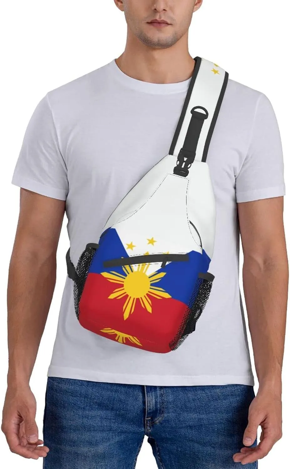 Cute Philippines Flag Crossbody Sling Backpack Sling Bag Travel Hiking Chest Bag Filipino Daypack for Women Men