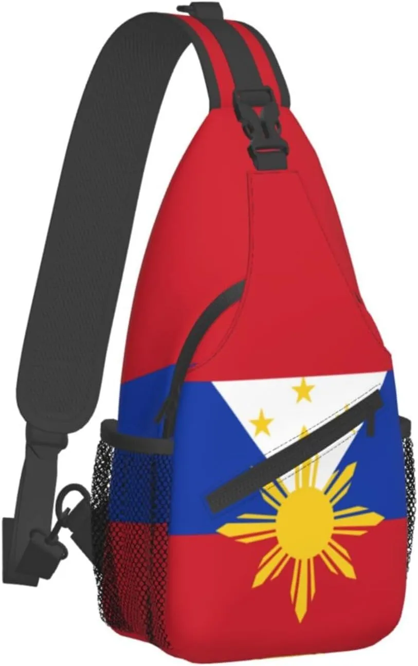 Cute Philippines Flag Crossbody Sling Backpack Sling Bag Travel Hiking Chest Bag Filipino Daypack for Women Men