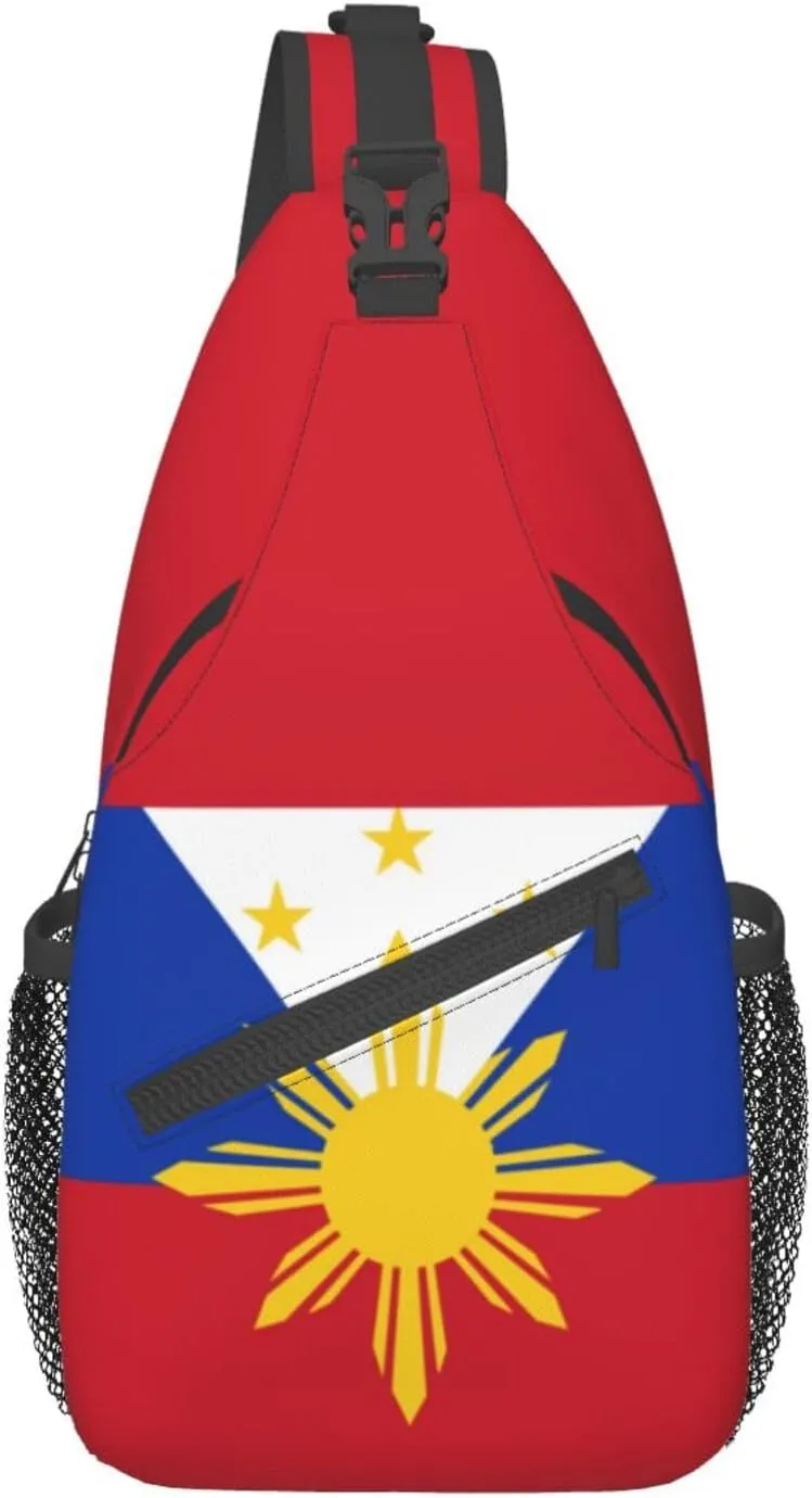 Cute Philippines Flag Crossbody Sling Backpack Sling Bag Travel Hiking Chest Bag Filipino Daypack for Women Men