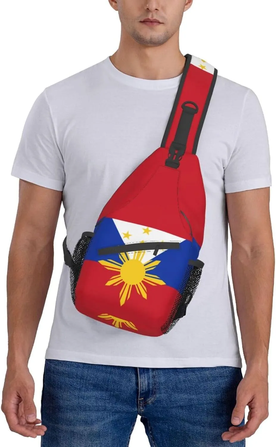 Cute Philippines Flag Crossbody Sling Backpack Sling Bag Travel Hiking Chest Bag Filipino Daypack for Women Men