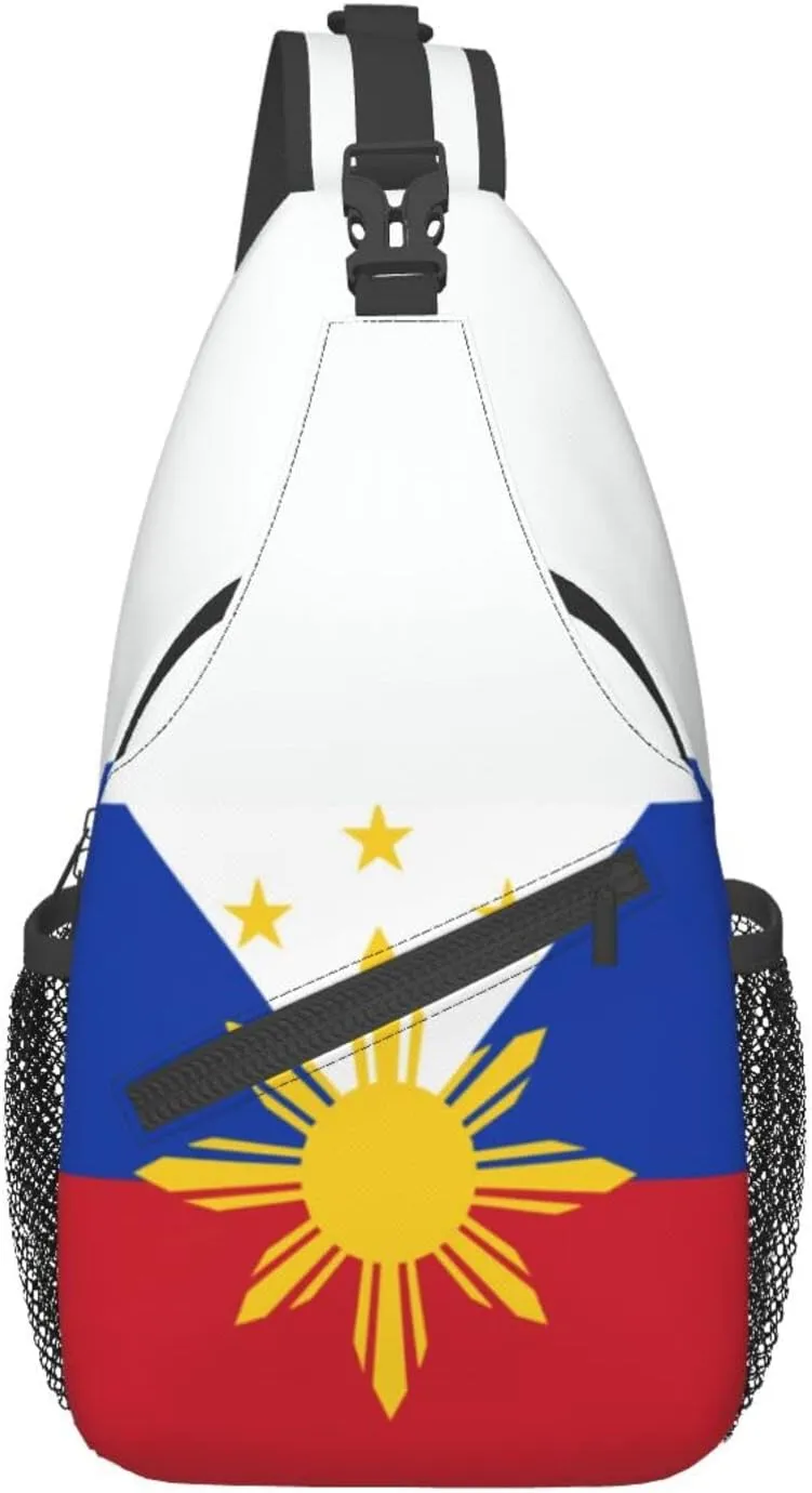 Cute Philippines Flag Crossbody Sling Backpack Sling Bag Travel Hiking Chest Bag Filipino Daypack for Women Men