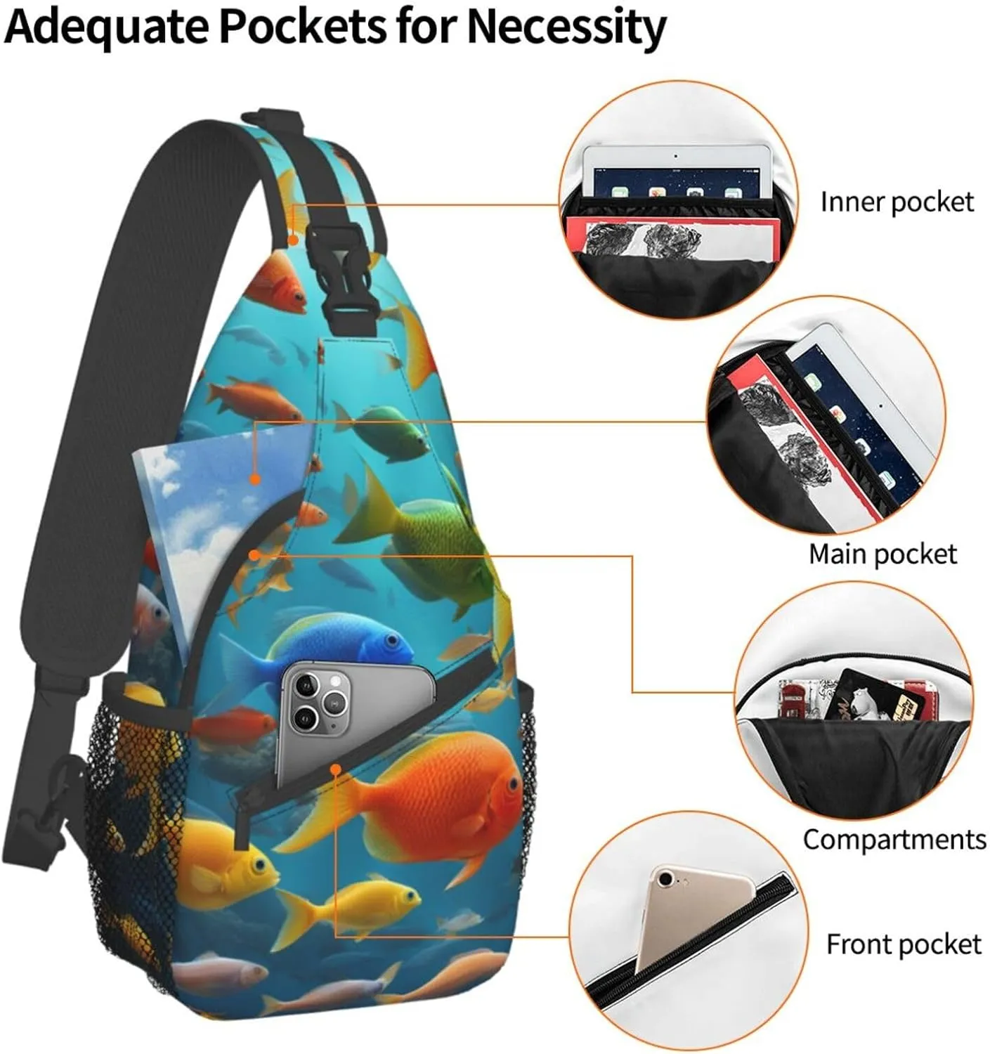 Cute Rabbits Shoulder Bag Crossbody Backpack Chest Bag Lightweight Sling Daypackstravel Hiking Cycling For Men Women