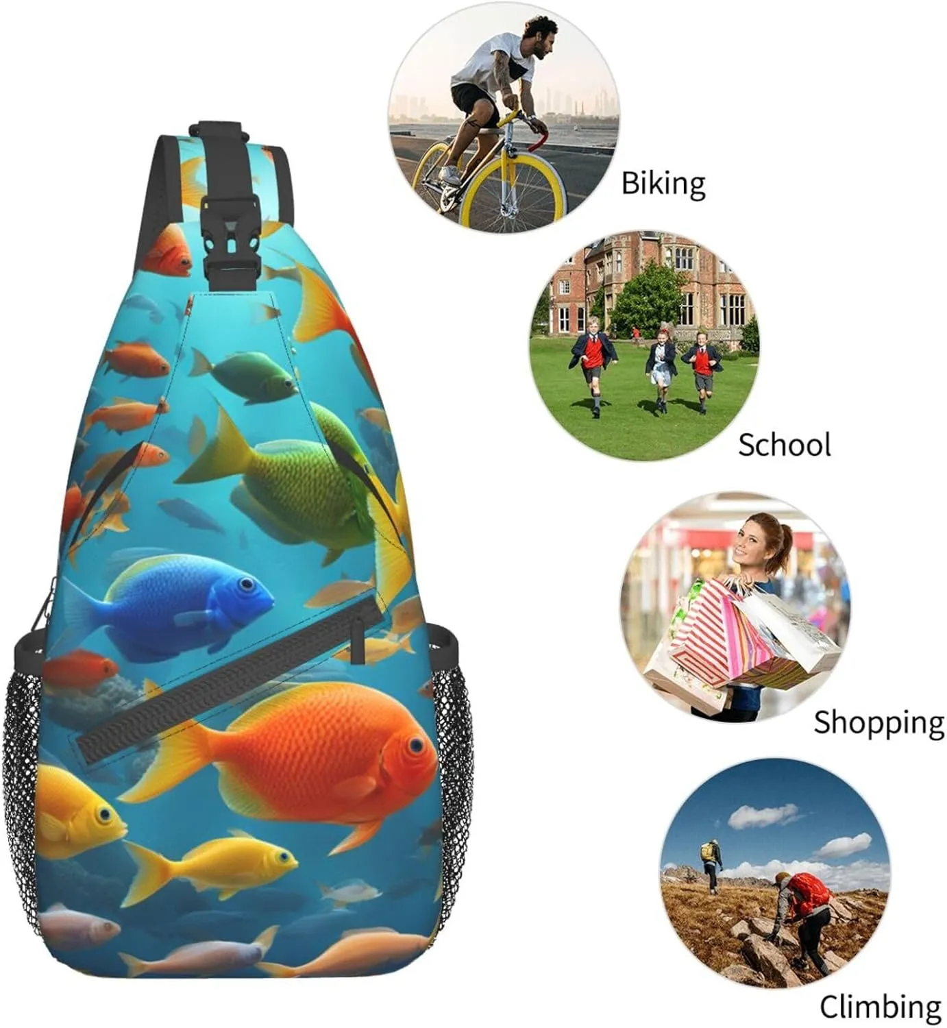 Cute Rabbits Shoulder Bag Crossbody Backpack Chest Bag Lightweight Sling Daypackstravel Hiking Cycling For Men Women