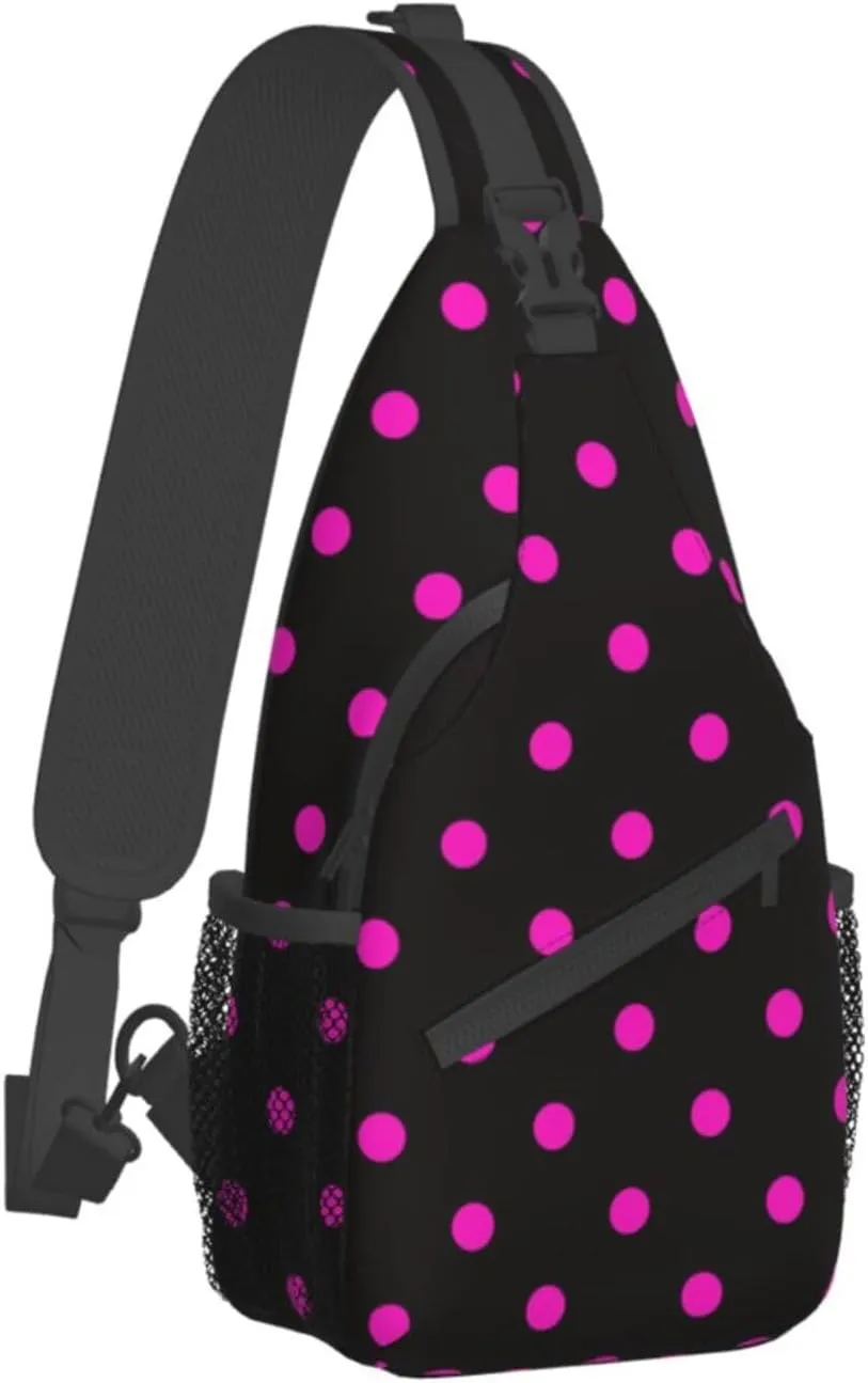 Cute Red White Polka Dots Crossbody Sling Backpack Sling Bag Travel Hiking Chest Bag Daypack for Women Men