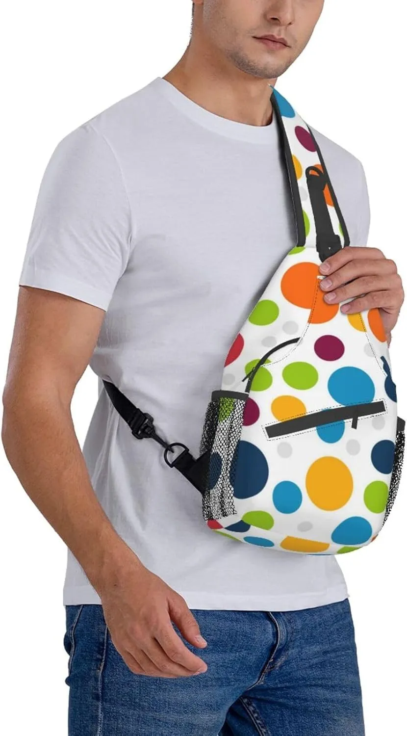 Cute Red White Polka Dots Crossbody Sling Backpack Sling Bag Travel Hiking Chest Bag Daypack for Women Men