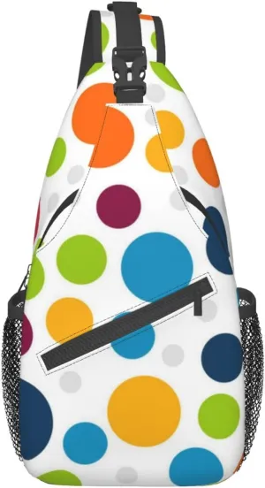 Cute Red White Polka Dots Crossbody Sling Backpack Sling Bag Travel Hiking Chest Bag Daypack for Women Men