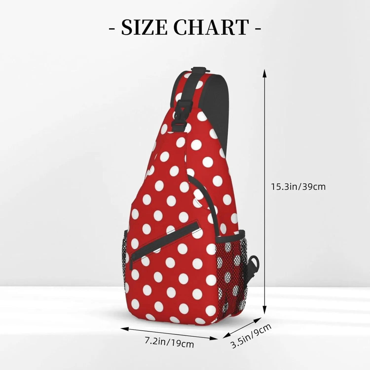 Cute Red White Polka Dots Crossbody Sling Backpack Sling Bag Travel Hiking Chest Bag Daypack for Women Men