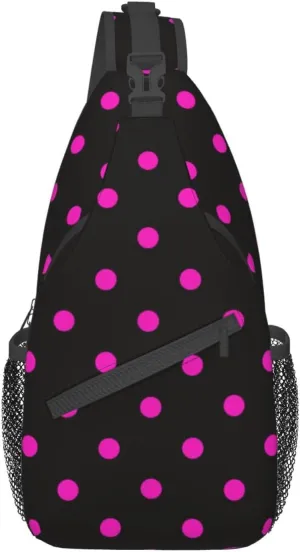 Cute Red White Polka Dots Crossbody Sling Backpack Sling Bag Travel Hiking Chest Bag Daypack for Women Men