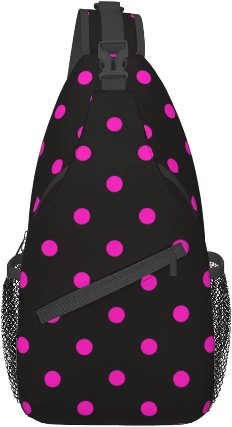 Cute Red White Polka Dots Crossbody Sling Backpack Sling Bag Travel Hiking Chest Bag Daypack for Women Men