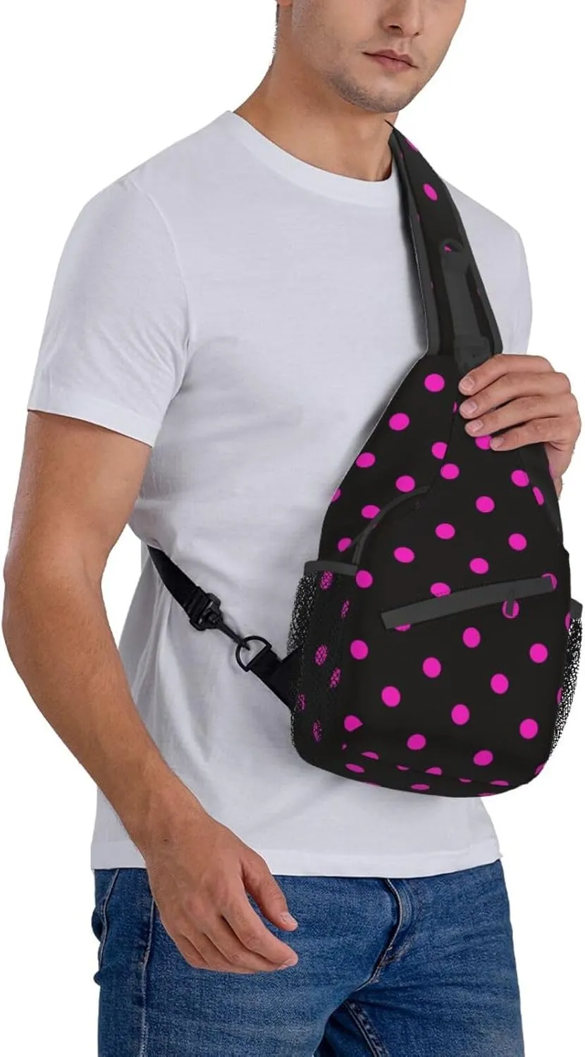 Cute Red White Polka Dots Crossbody Sling Backpack Sling Bag Travel Hiking Chest Bag Daypack for Women Men