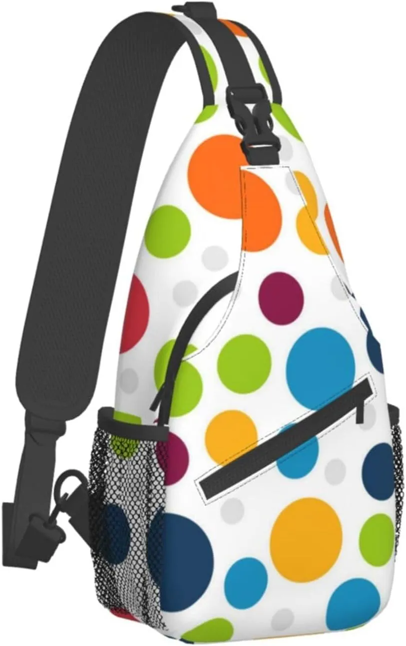 Cute Red White Polka Dots Crossbody Sling Backpack Sling Bag Travel Hiking Chest Bag Daypack for Women Men