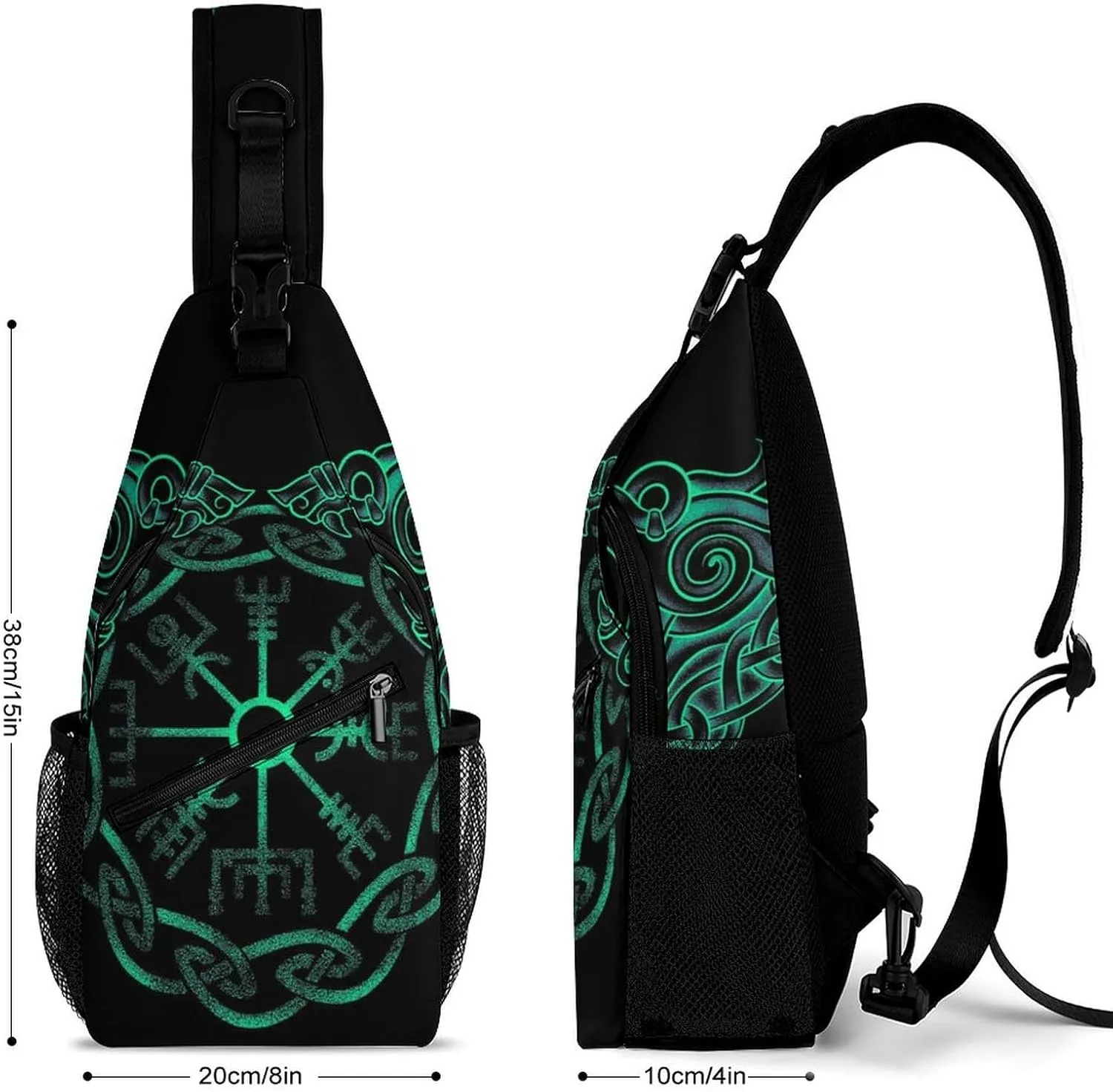 Cute Sling Bag Backpack, Backpacking, for Norse Viking Fenrir And Vegvisir Crossbody Rope Rucksack, Camera Case, Gym Crossbody Sack Satchel Outdoor Hiking Bag for Men Women