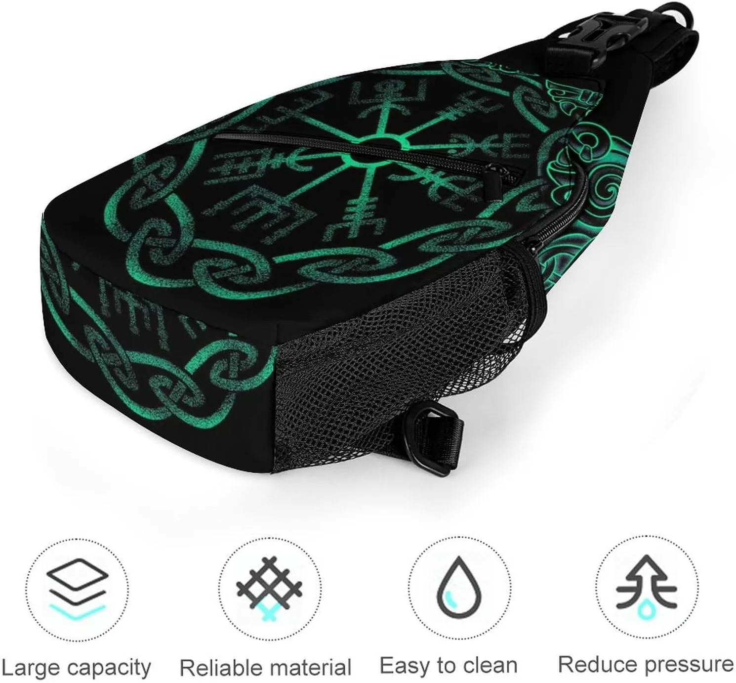 Cute Sling Bag Backpack, Backpacking, for Norse Viking Fenrir And Vegvisir Crossbody Rope Rucksack, Camera Case, Gym Crossbody Sack Satchel Outdoor Hiking Bag for Men Women