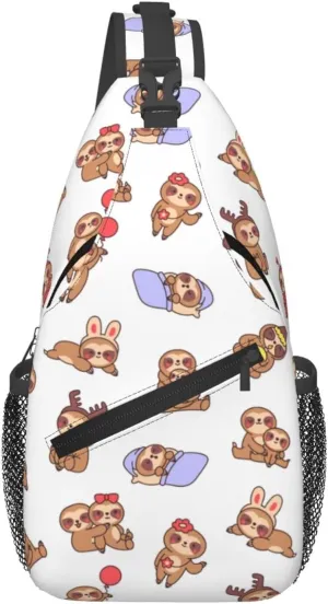 Cute Sloth Crossbody Sling Backpack Sling Bag Adjustable Chest Shoulder Daypack For Women Men