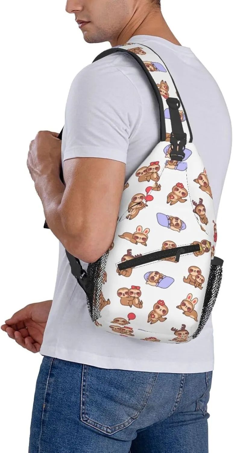 Cute Sloth Crossbody Sling Backpack Sling Bag Adjustable Chest Shoulder Daypack For Women Men