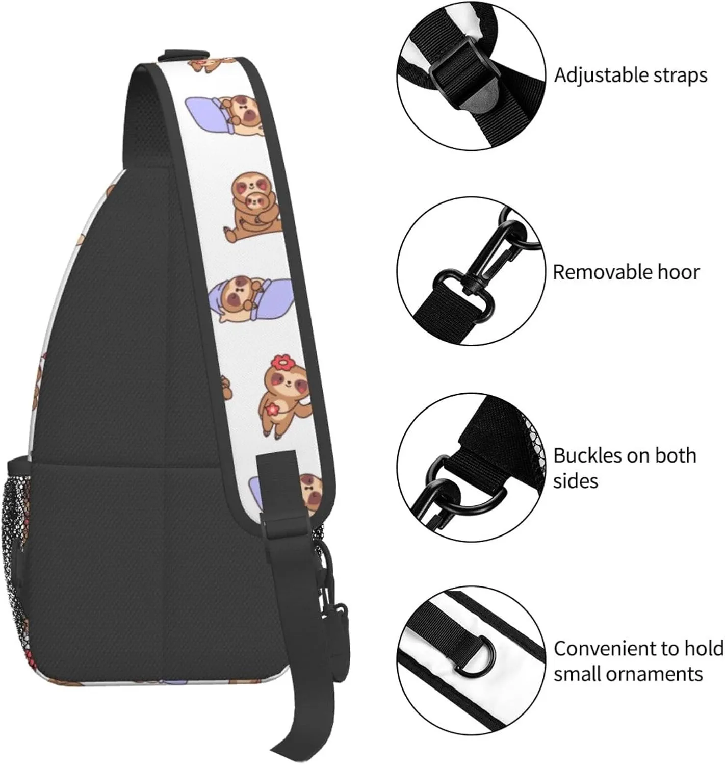 Cute Sloth Crossbody Sling Backpack Sling Bag Adjustable Chest Shoulder Daypack For Women Men