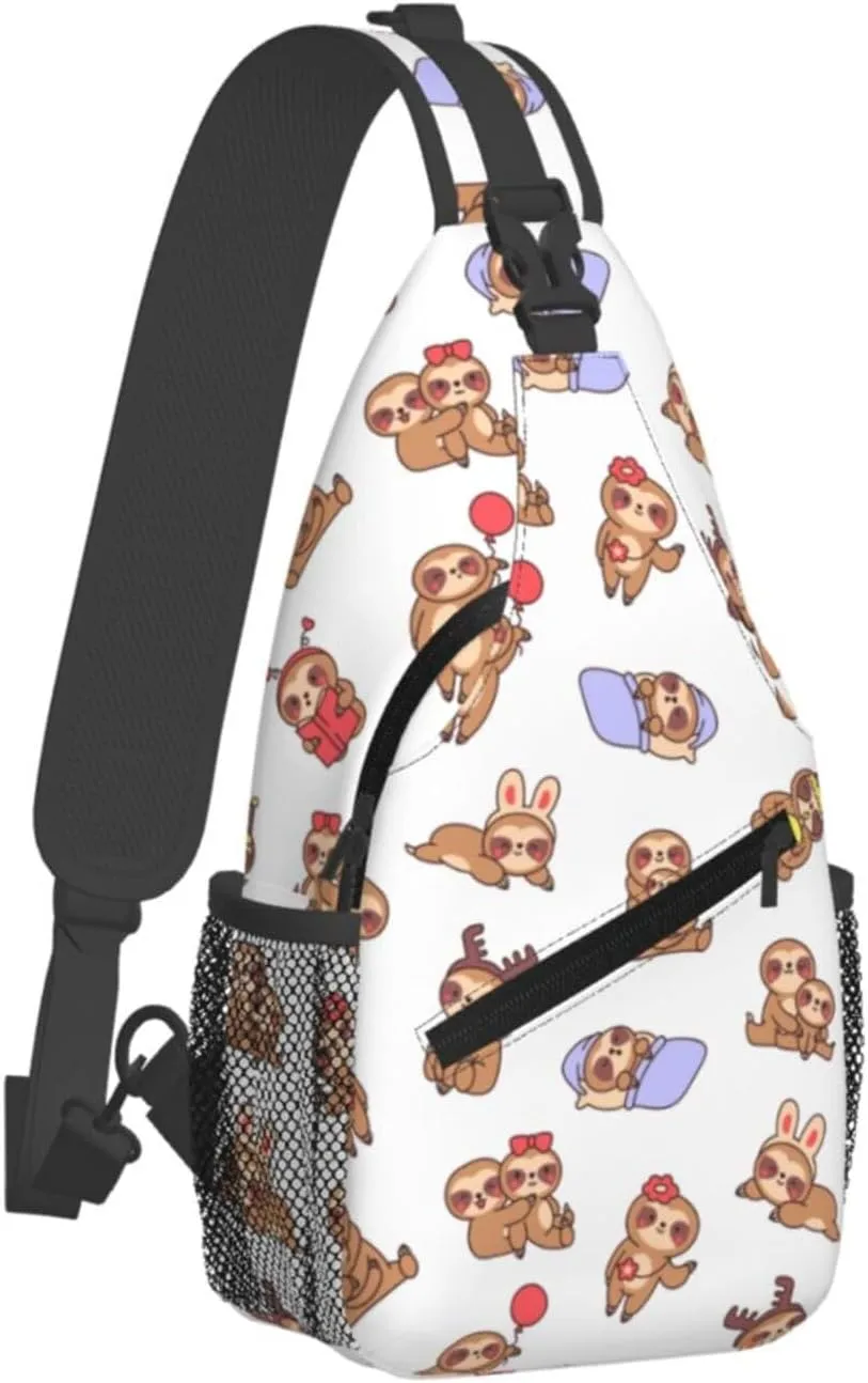 Cute Sloth Crossbody Sling Backpack Sling Bag Adjustable Chest Shoulder Daypack For Women Men