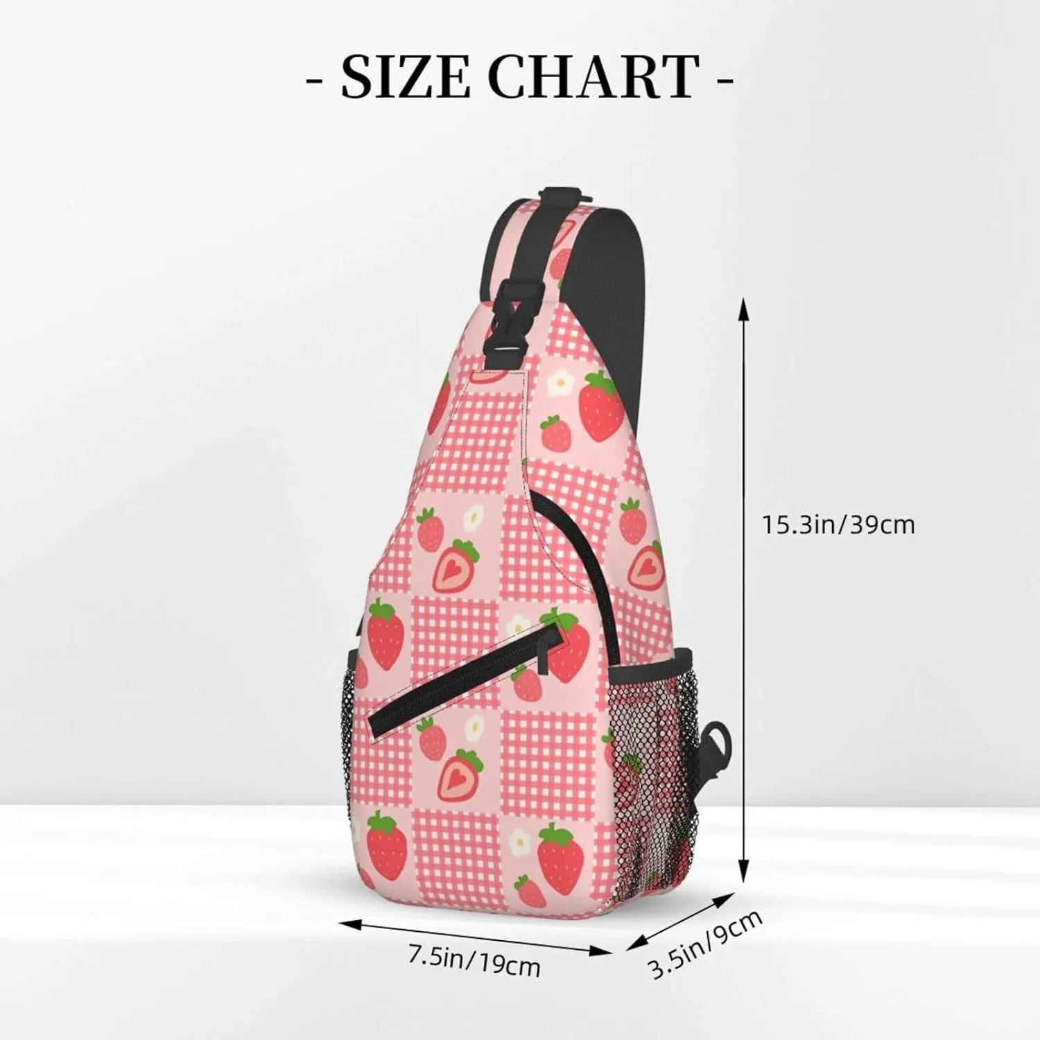 Cute Strawberry Print Sling Bags Crossbody Daypack Hiking Shoulder Strawberry Backpack for Women Men Travel Bag