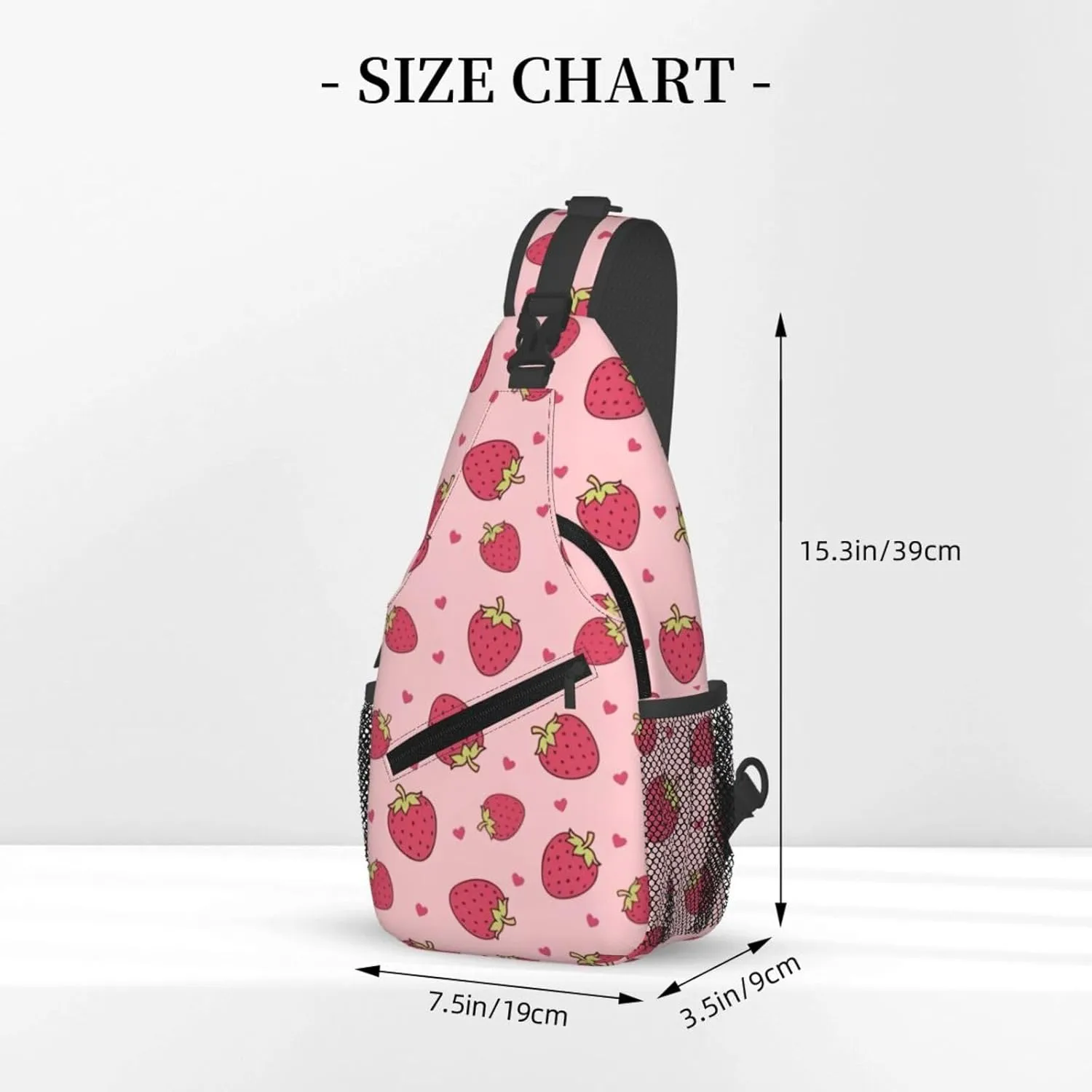 Cute Strawberry Print Sling Bags Crossbody Daypack Hiking Shoulder Strawberry Backpack for Women Men Travel Bag