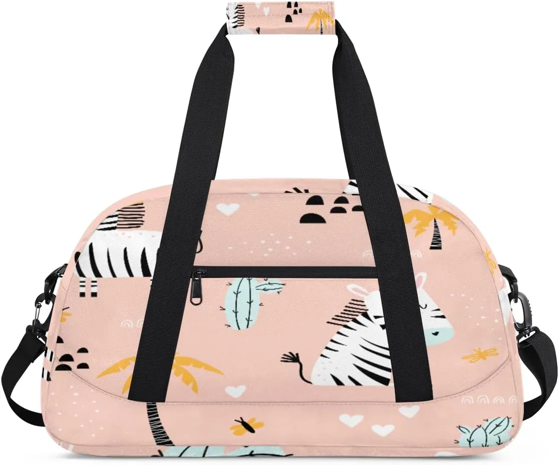 Cute Zebra Gym Duffel Bag for Men Women Coconut Cactus Sports Tote Bag with Adjustable Shoulder Strap for Dance Gymnastics Traveling Outdoor Camping Overnight Stay