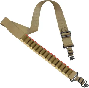 CVLIFE Shotgun Sling with Shell Holder, Gun Sling Holds15 Shells for 12 Gauge, Adjustable Two Point Sling with Sling Swivels for Outdoors