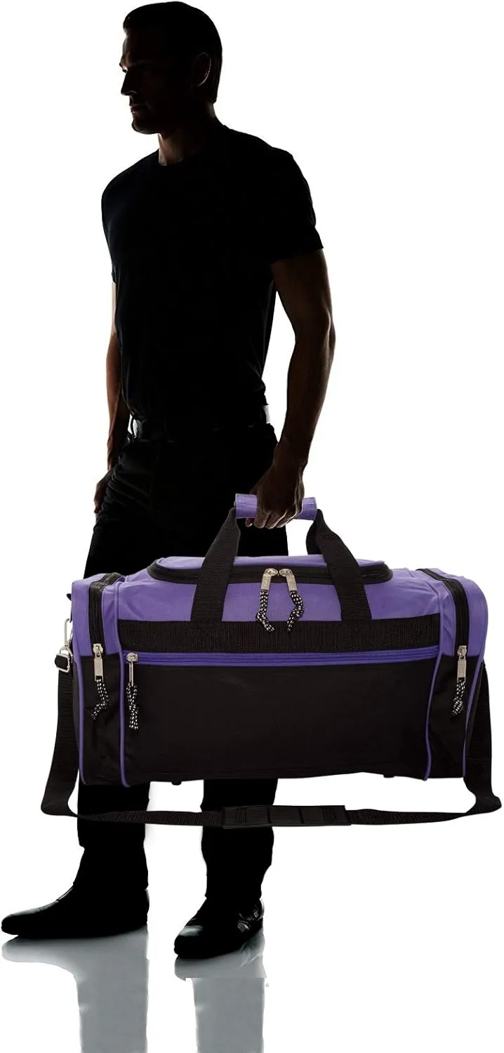 DALIX 21" Blank Sports Duffle Bag Gym Bag Travel Duffel with Adjustable Strap in Purple