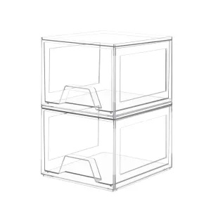 Damomo 2 Pack Stackable Organizer Drawers, 4.4" Tall Clear Bathroom Makeup Organizer and Storage, Acrylic Plastic Organizers Bins for Vanity, Undersink, Bathroom, Pantry, Kitchen Cabinets