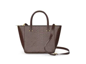 Dark Brown Wide Scale Python Tote Bag
