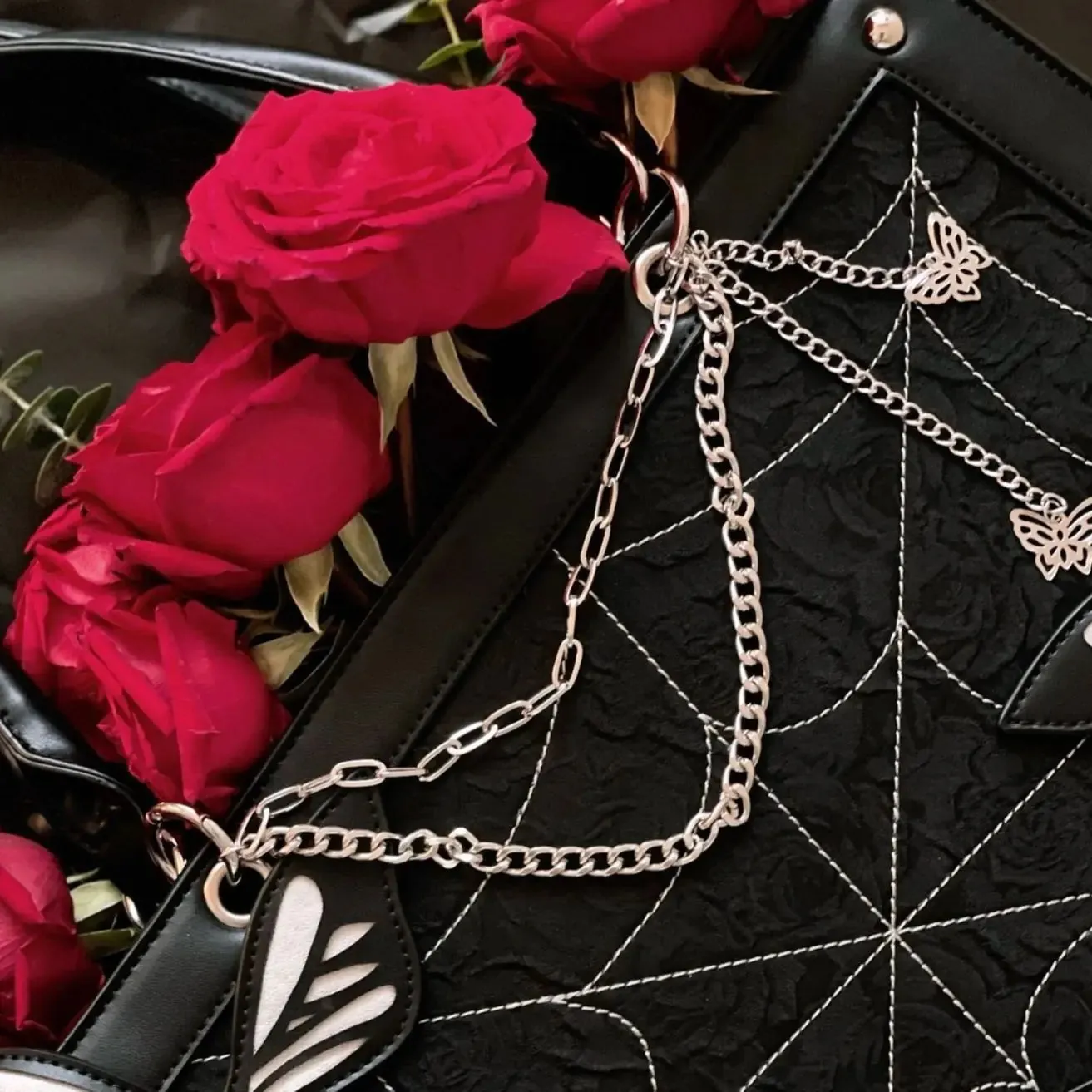 Dark Wind Maze Butterfly Tote Bag - Punk Goth Style