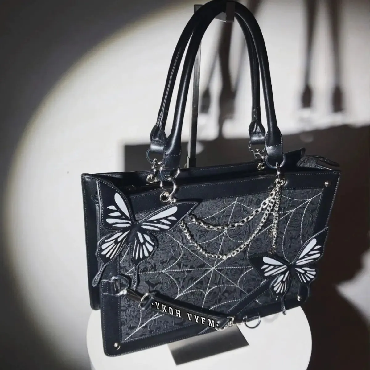 Dark Wind Maze Butterfly Tote Bag - Punk Goth Style