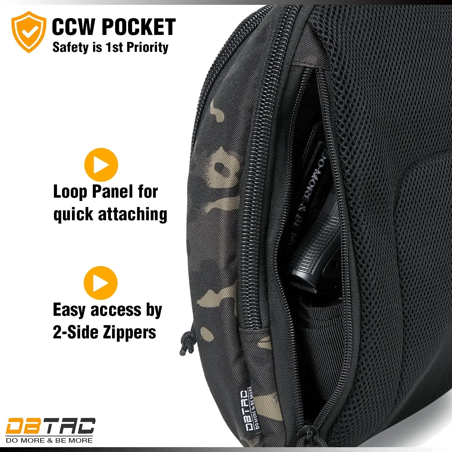 DBTAC Tactical Sling Bag | 8L Military Shoulder Chest Pack for Full Size Concealed Carry, Range, Travel, Outdoor Sports
