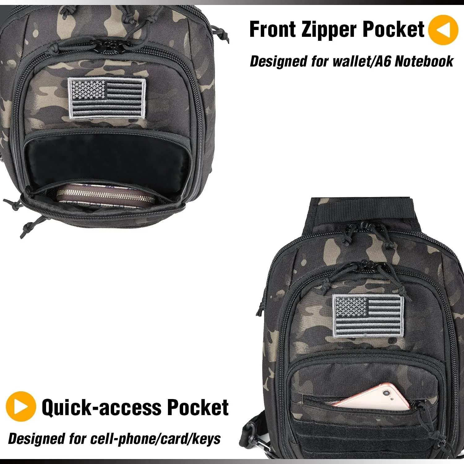 DBTAC Tactical Sling Bag | 8L Military Shoulder Chest Pack for Full Size Concealed Carry, Range, Travel, Outdoor Sports