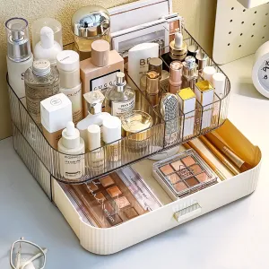 Decorcode Makeup Organizer With Stackable Drawer, Cosmetic Storage Display Case for Vanity, Bathroom Countertop or Dresser,Counter top Holder for Lipstick, Brushes, Lotions, Eyeshadow, Nail Polish