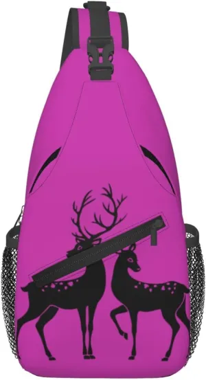 Deer Print Sling Bag Crossbody Travel Hiking Chest Backpack Shoulder Daypack For Women Men