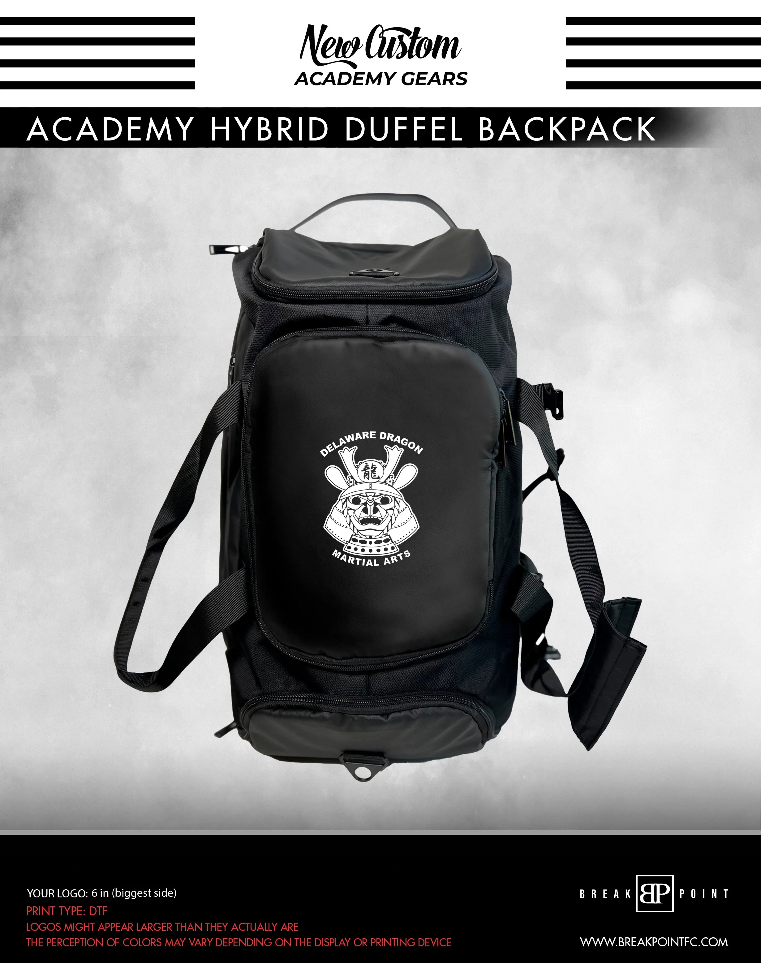 Delaware Dragon MA Academy Hybrid Duffel Backpack #845
