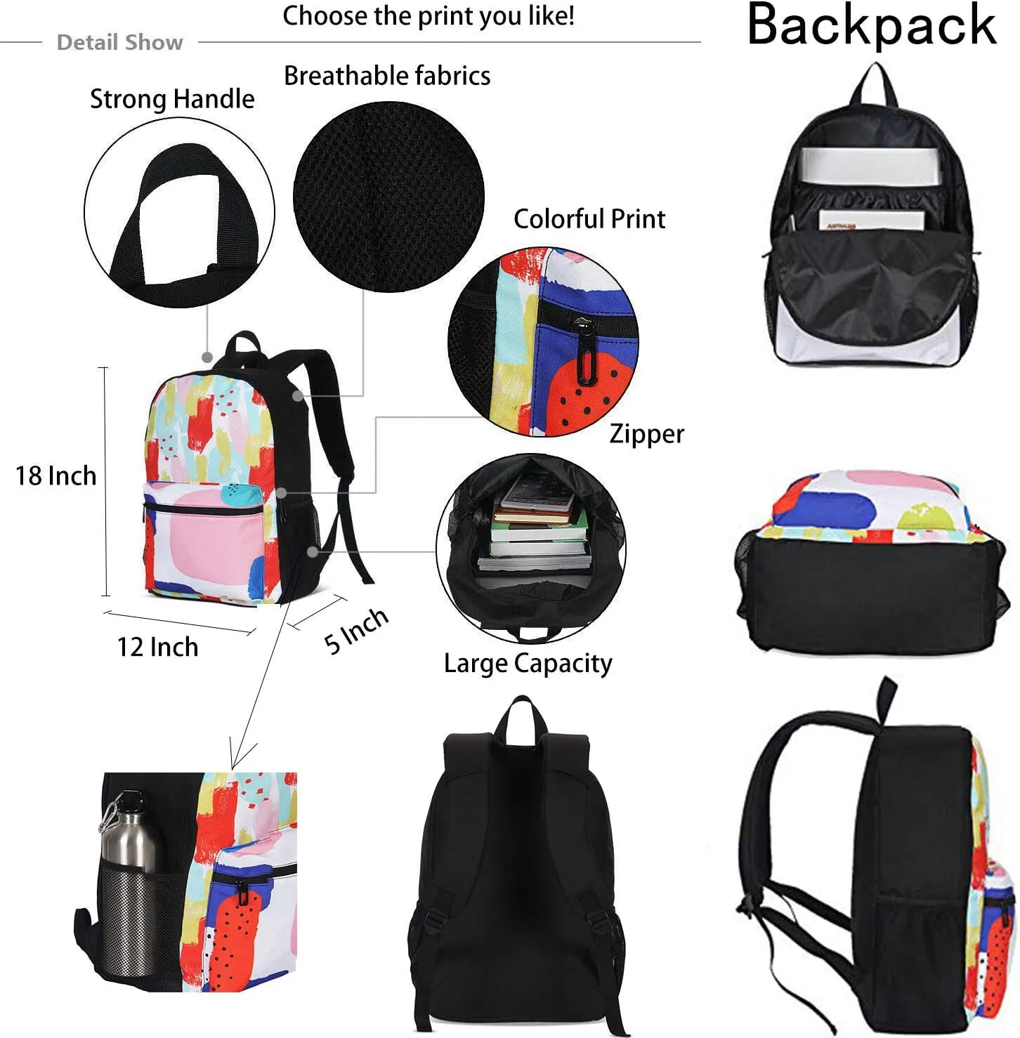 Delerain Frog Green Leaves 3 Pcs Backpack Set for Kids Back to School Bookbag with Lunch Box and Pencil Case Durable Lightweight Travel for Teens Students Boys Girls