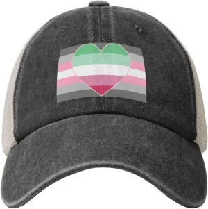 Demigirl Abro-Pride Flag LGBTQ Outdoor Adventure Essential: Cowboy Mesh Baseball Cap Black