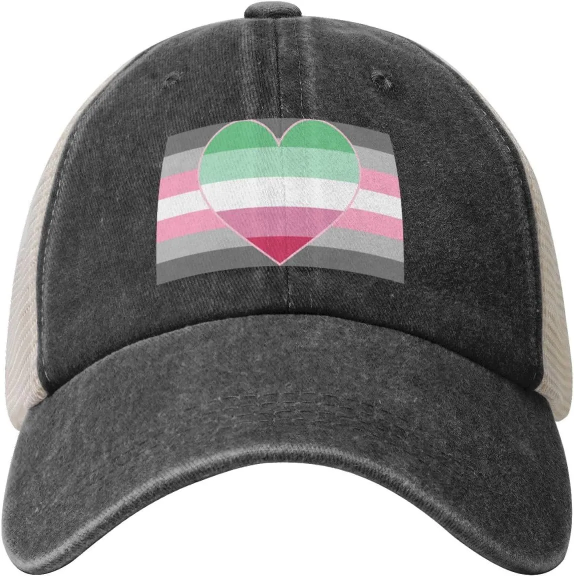 Demigirl Abro-Pride Flag LGBTQ Outdoor Adventure Essential: Cowboy Mesh Baseball Cap Black
