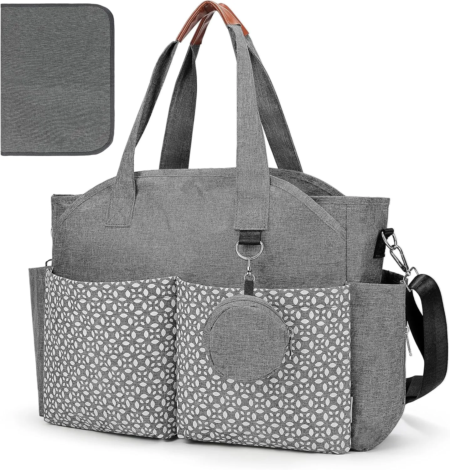 Diaper Bag Tote, Large Diaper Bag with Pacifier Case Travel Diaper Tote for Mom with Changing Station Multifunction