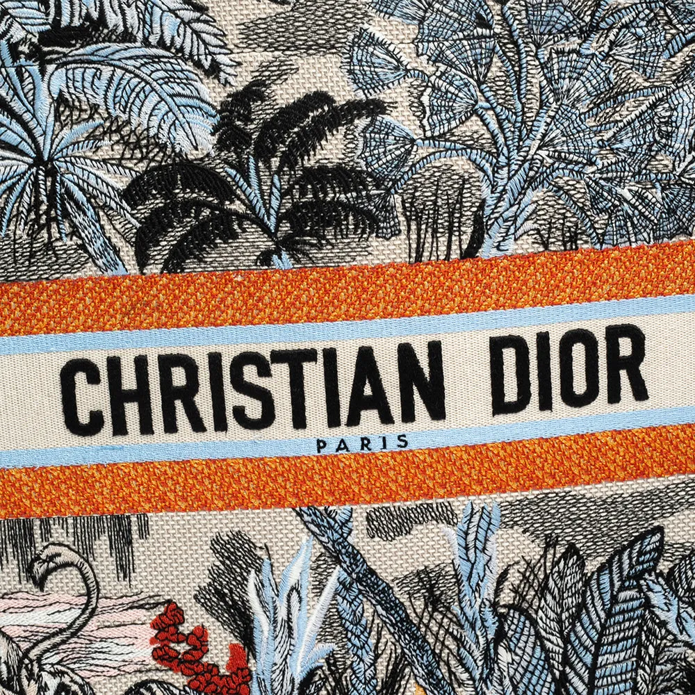 Dior color Toile De Jouy Tropicalia Embroidered Canvas Large Book Tote