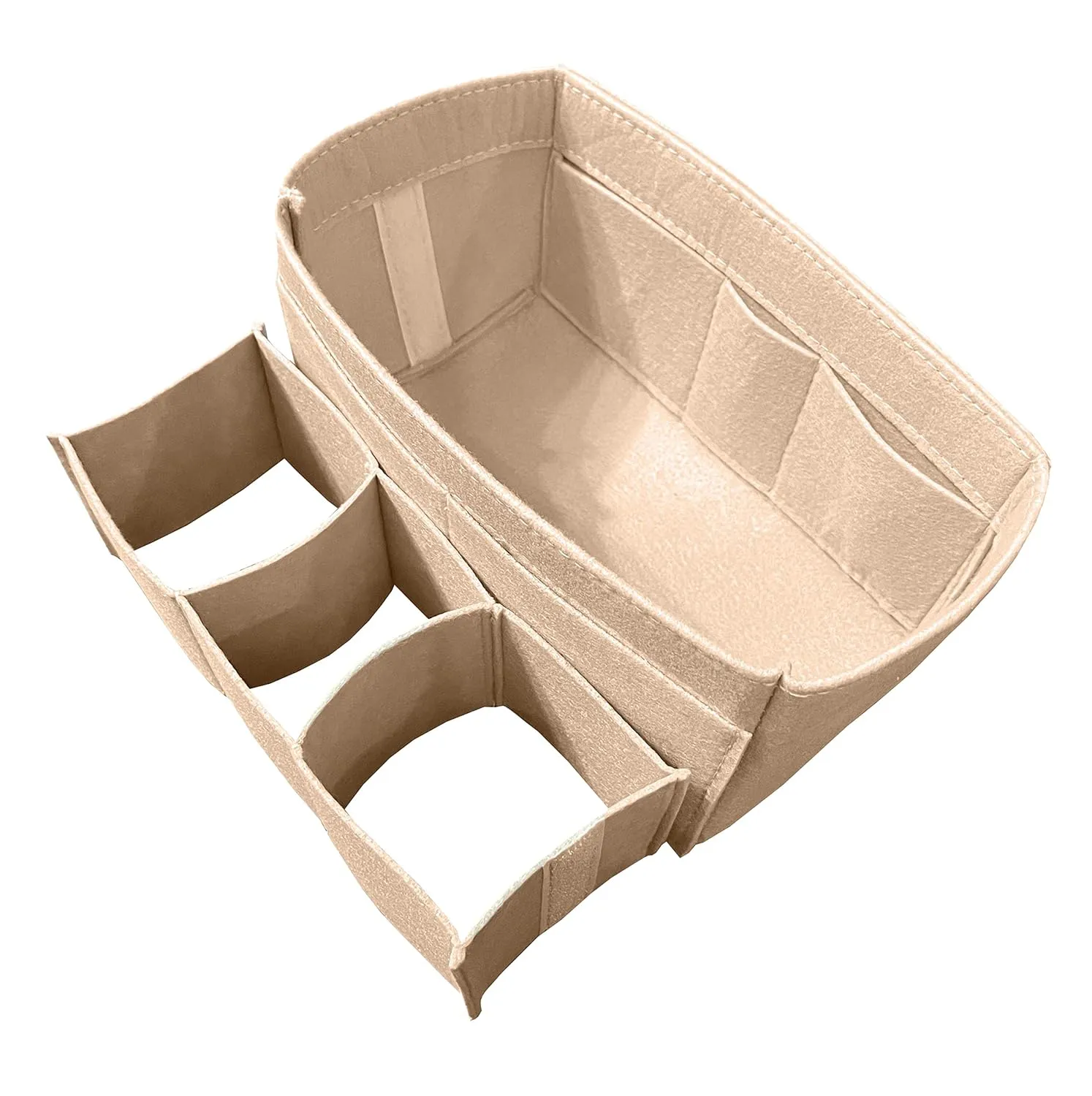 Divitize Premium Bag Organizer for Nice bb Organizer Insert, Handmade Liner Protector Fits Nice Mini Vanity PM Organizer, Nice Makeup Bag Felt Snug Sturdy Fit (Nice BB, Beige)