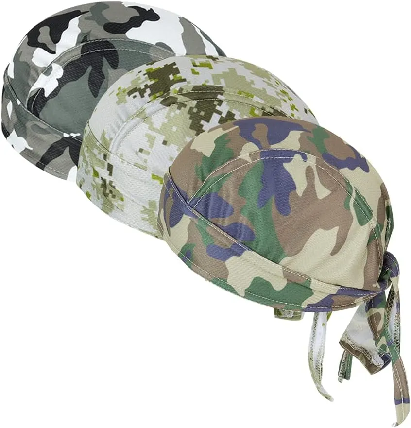 DOCILA 3 Pcs Do Rags for Men Skull Cap Bandana Hat Breathable Helmet Linner Beanie
