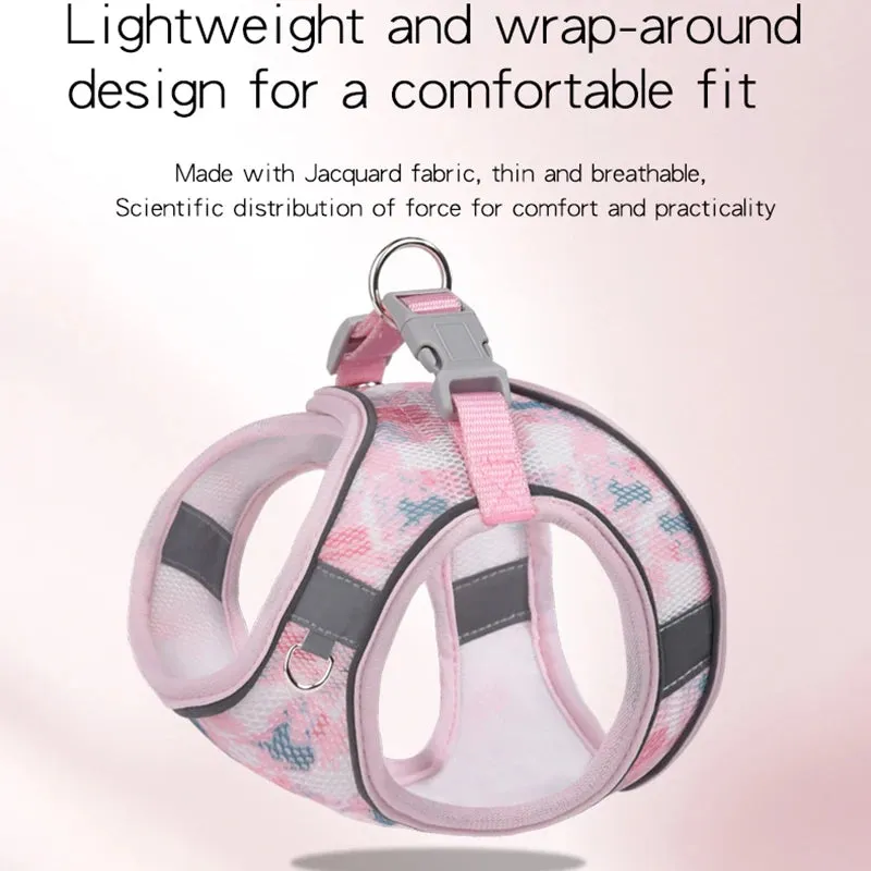 Dog Harness Leash Set Breathable Pet Chest Strap Puppy Kitten Reflective Vest for Small Medium Dogs Cats Chihuahua Walking Lead