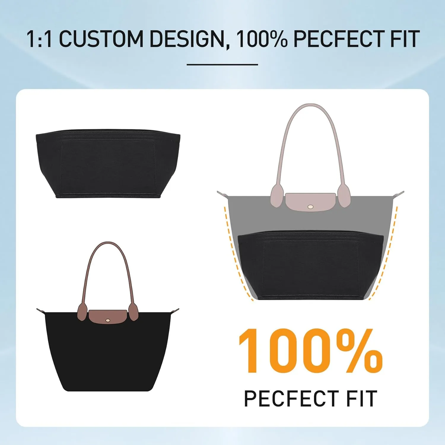 Doxo Longchamp Purse Organizer Insert Bag Compatible withle pliage Large Tote Handbags (L,Blue Nuit)