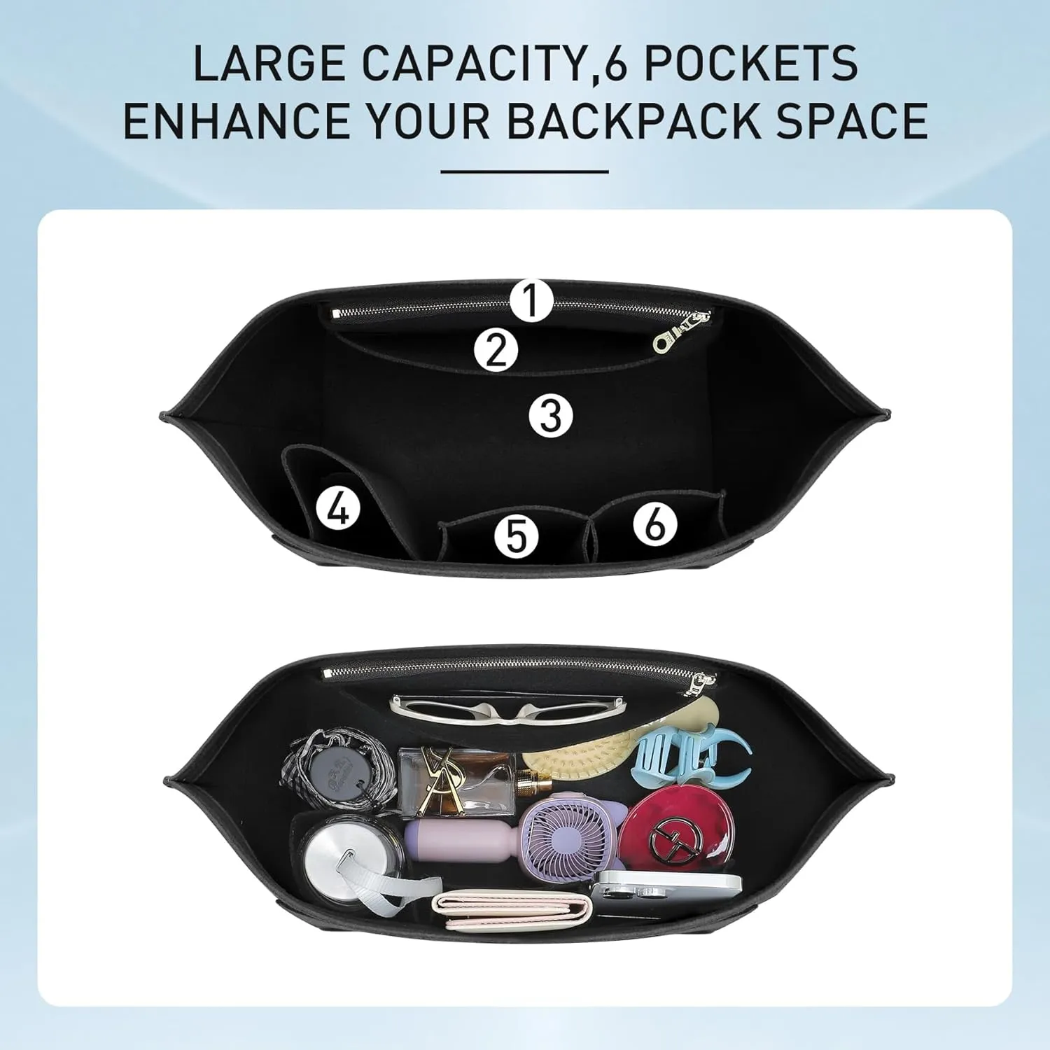 Doxo Longchamp Purse Organizer Insert Bag Compatible withle pliage Large Tote Handbags (L,Blue Nuit)