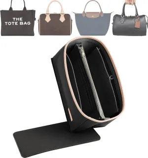 Doxo Purse Organizer Insert for Handbags & Base Shaper 2pc Set, Compatible with Speedy 25 Bag Organizer, Lepliage S,Nererfull,ONTHEGO,Carryall,Graceful,Noe,Book Tote Bag and More(M-Black)