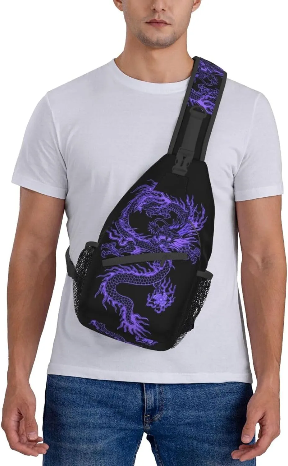 Dragon Pattern Sling Backpack Crossbody Sling Bag for Women Men Multipurpose Travel Hiking Chest Bag Daypack