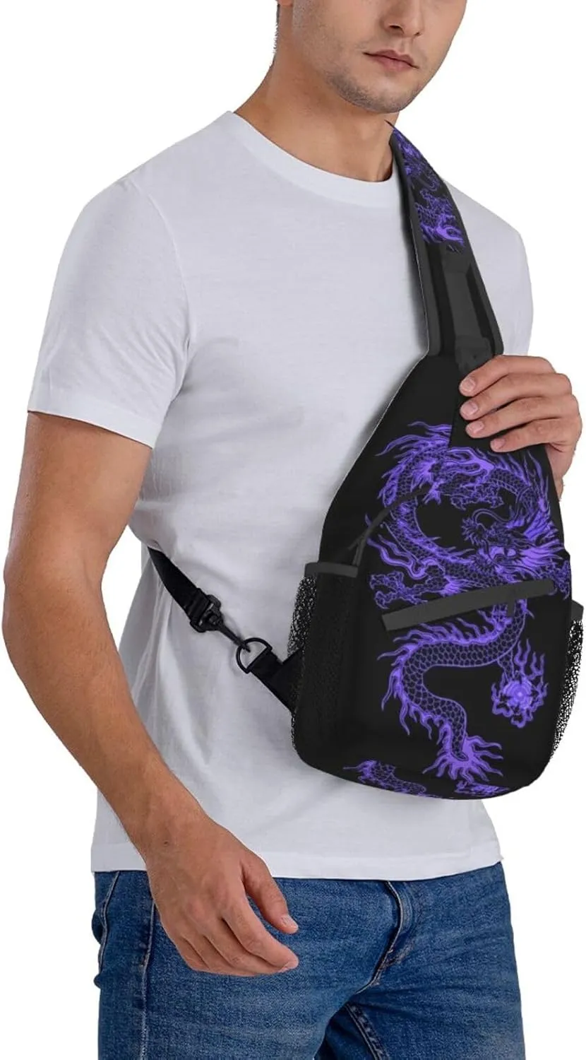 Dragon Pattern Sling Backpack Crossbody Sling Bag for Women Men Multipurpose Travel Hiking Chest Bag Daypack
